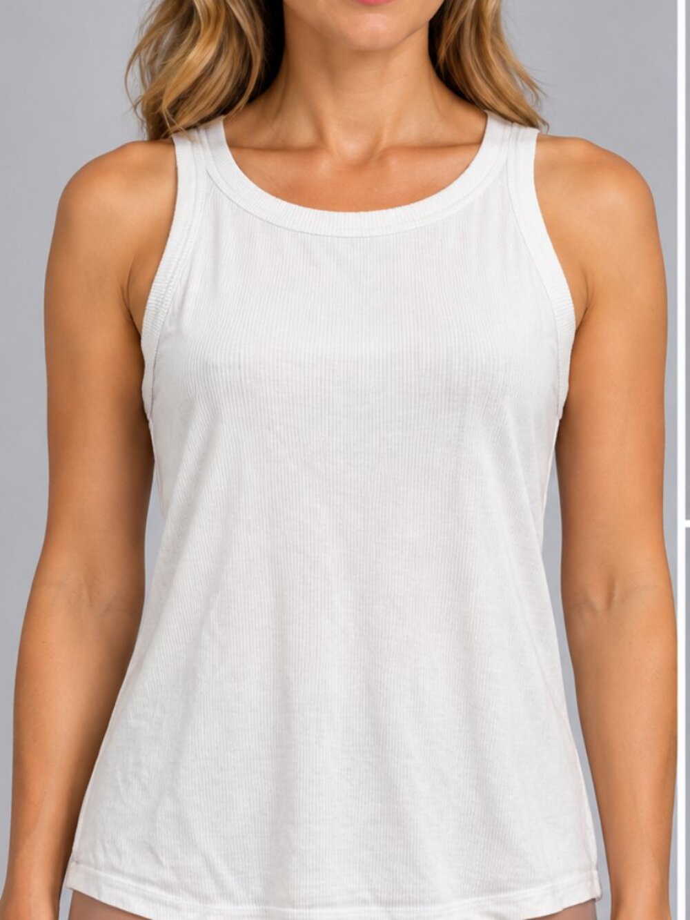 Sweet Romeo Medium White Ribbed Racerback Tank Top Stretchy Minimalist Basic